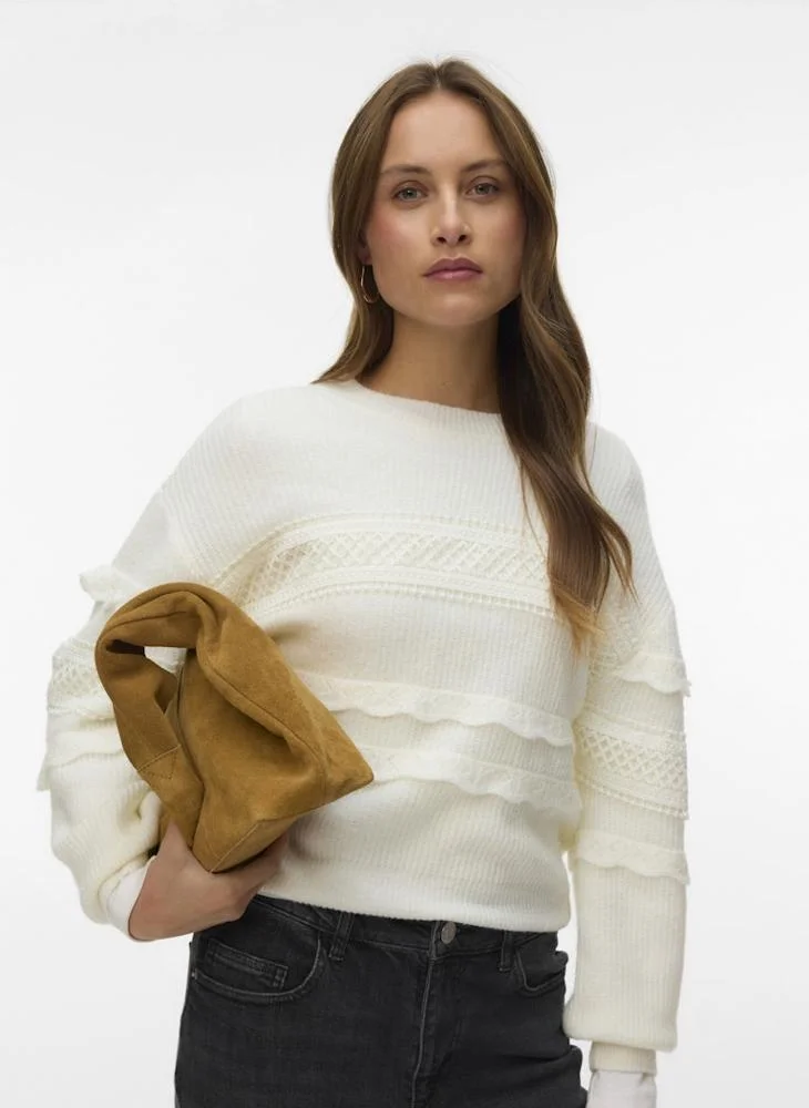 VERO MODA Vmcathy Lace Detailed Knit Pullover